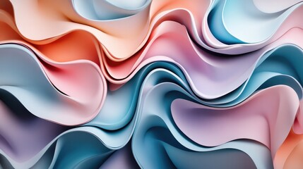 Poster - Smooth flowing abstract waves in a soft pastel gradient, perfect for modern backgrounds