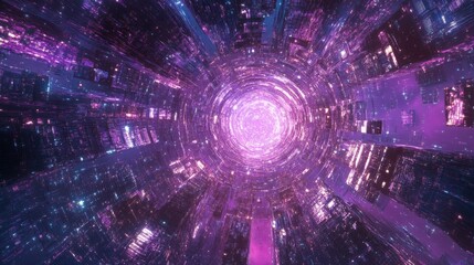 Poster - Vibrant purple futuristic background with abstract glowing shapes