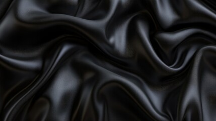 Aufkleber - abstract black fabric waves with deep folds and silky highlights