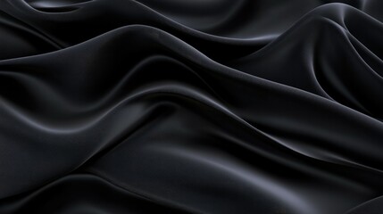 Aufkleber - abstract black fabric waves with deep folds and silky highlights