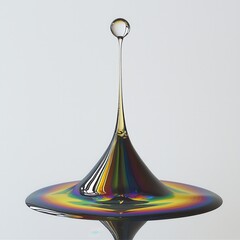 Poster - Captivating Liquid Drop with Colorful Reflections on Surface