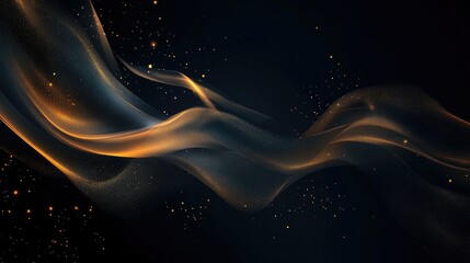 Poster - Dark abstract background with elegant golden lines and subtle lighting