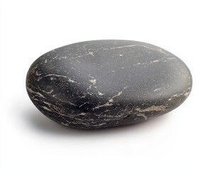 Poster - Smooth Black Stone with Natural Patterns on Light Background