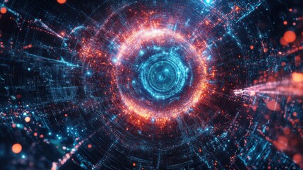 Fototapete - a blue and red spiral with many dots