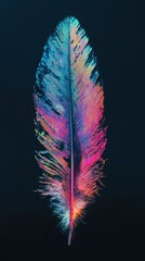 Poster - Colorful Feather on Dark Background Creating a Vibrant Visual Effect