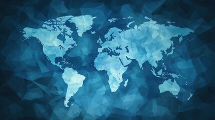 Fototapete - a blue world map on a dark background
