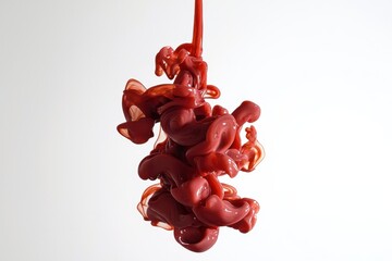 Poster - Red Abstract Ink Swirl on White Background with Fluid Movement