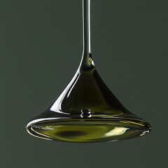 Poster - Elegant Glass Container with Liquid on Solid Green Background