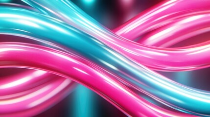 Poster - An eye-catching display of intertwining pink and blue glossy forms creates a dynamic sense of movement and energy, ideal for modern design projects and visual appeal.