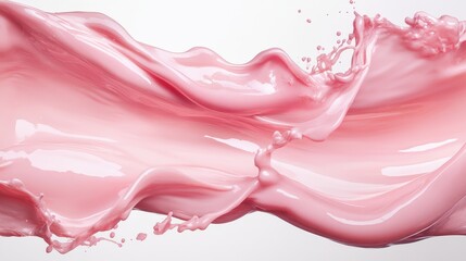 Poster - A captivating image of a wave of pink liquid, creating soft, flowing shapes and patterns that evoke tranquility and playfulness in a minimalist backdrop.