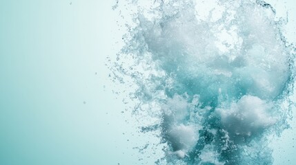 Poster - This captivating image showcases a dramatic water splash with vibrant foamy textures against a soft gradient background, capturing movement and fluidity beautifully.
