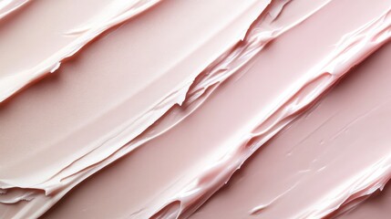 Poster - A captivating close-up of a layered cream texture showcasing an artistic blend of soft pink and beige hues that evokes elegance and tranquility in design.
