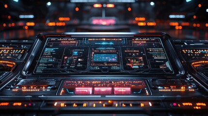 Poster - Futuristic Spaceship Control Panel: A Sci-Fi Interface Design