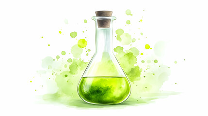 Poster - Green potion in flask, watercolor splash