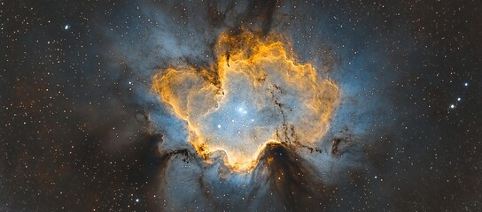 Wall Mural - a bright orange star in the sky. a stunning nebula in the universe, with stars and dust clouds formi