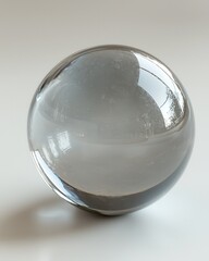 Poster - Crystal Sphere on White Background Capturing Light Reflections