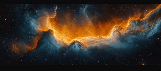 Wall Mural - a large space with a blue and orange cloud. a stunning nebula in the universe, with stars and dust c