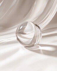 Poster - Clear Glass Sphere with Striking Reflection on Soft Fabric Surface