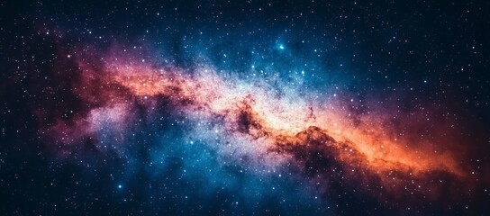 Wall Mural - a galaxy with a blue and orange line. a stunning nebula in the universe, with stars and dust clouds 