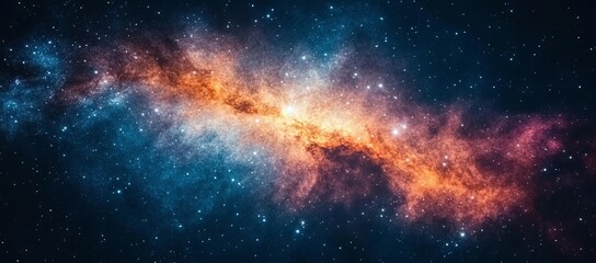 Wall Mural - a galaxy with a bright orange line in the middle. a stunning nebula in the universe, with stars and 