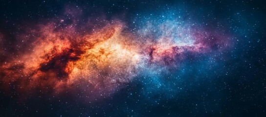 Wall Mural - a colorful galaxy with orange, blue, and red stars. a stunning nebula in the universe, with stars an