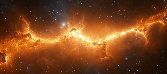 Wall Mural - a bright orange cloud of gas and dust in space. a stunning nebula in the universe, with stars and du