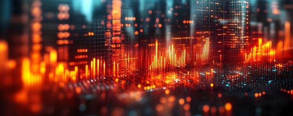 Poster - Data city, glowing charts