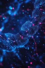 Poster - Abstract representation of interconnected particles and energy in a vibrant digital environment, showcasing technology and innovation