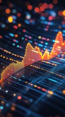 Poster - Abstract visualization of financial market trends with dynamic graphs and vibrant data points, representing economic activity