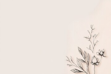 Poster - Delicate fern leaves and a blooming lotus are captured in a modern minimalist line drawing. The flowing lines create a balance, emphasizing simplicity and elegance