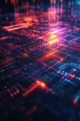 Poster - Abstract representation of digital circuits with vibrant colors