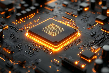 Poster - Illuminated CPU on circuit board