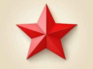 Poster - A bright red five pointed star presented on a flat surface