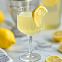 Poster - Refreshing glass of limoncello with lemon slice for summer enjoyment