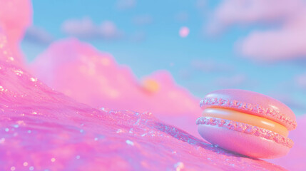 Poster - Dreamy studio close-up of perfect macaron with pastel colors
