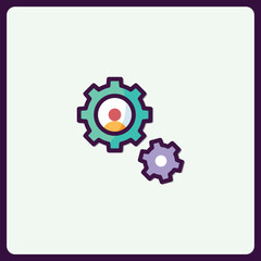 Poster - Colorful gears icon symbolizing collaboration, workflow, and efficient process