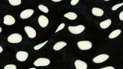 Poster - Abstract black and white polka dot texture with furry surface on dark background