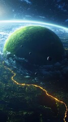 Wall Mural - stunning view of earth from space showcasing lush green landscapes and serene blue oceans in majesti