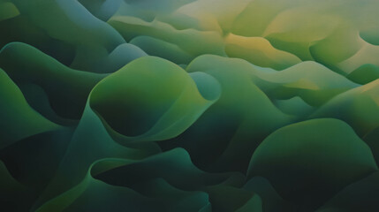 Poster - Abstract green landscape with flowing organic shapes