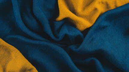 Poster - Dynamic two tone linen texture in vibrant blue and yellow