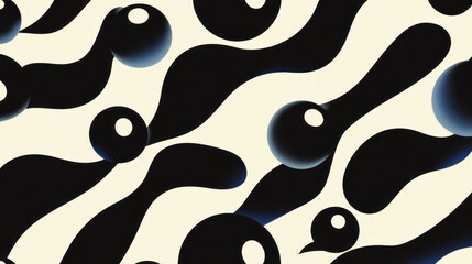 Poster - Abstract waves and sphere pattern with dramatic contrast for modern designs
