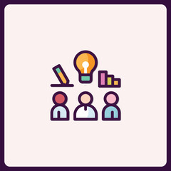 Poster - Creative Team Brainstorming Session Icon with Pencil, Bulb and Graph