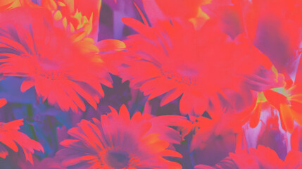 Poster - Vivid floral abstract design with colorful chaotic petals for creative backgrounds