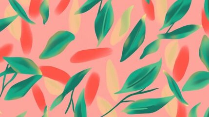 Poster - Fresh elegant leaf pattern with chaotic design on pink background for decorative use