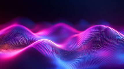 Poster - Futuristic abstract background with chaotic neon wave patterns for creative design