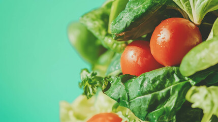 Poster - Fresh garden salad with vinaigrette on bright background for healthy meal inspiration