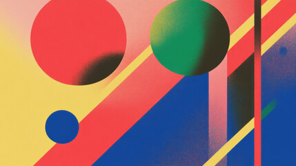 Poster - Colorful geometric abstract design with circles and diagonal lines for modern art projects