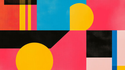 Aufkleber - Vibrant geometric abstract art with colorful shapes and patterns
