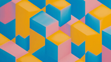 Poster - Vibrant geometric pattern of colorful cubes for modern design