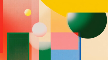Poster - Colorful geometric abstract chaos with circles and rectangles for modern design